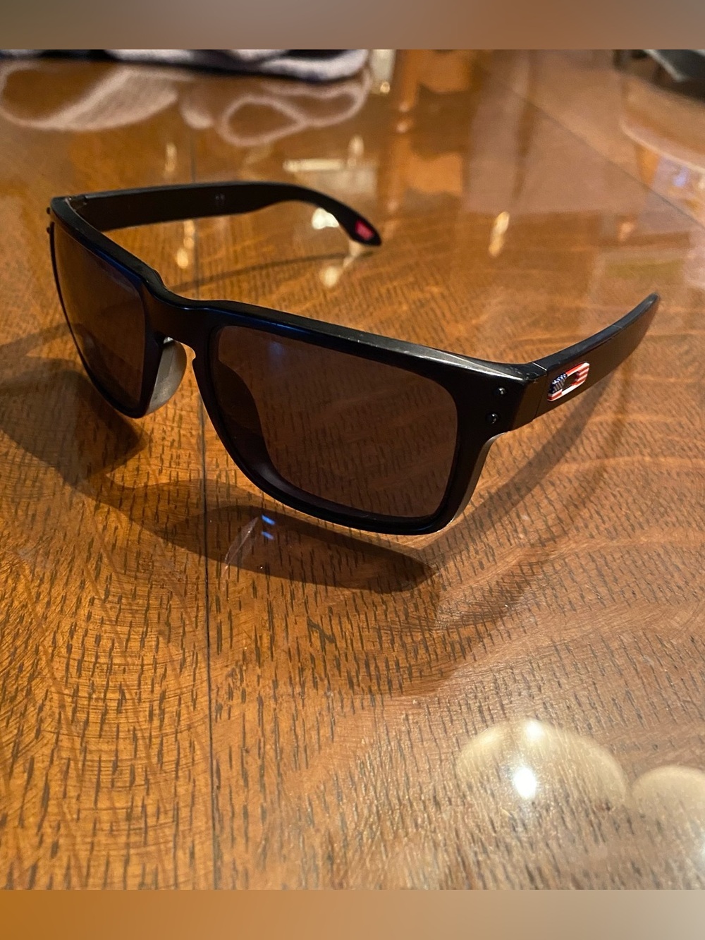 Oakley Holbrook Sunglasses Matte Black USA Flag Logo OO9102-E655 Mens
